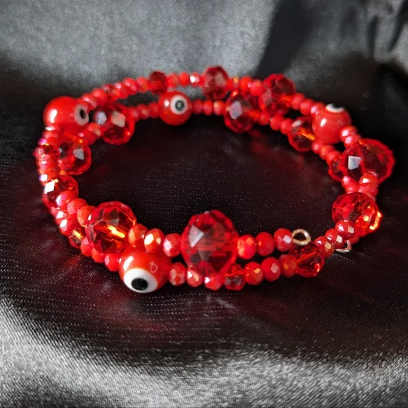 Red Good Luck Evil Eye Protection Amulet Bracelet Sparkly Handmade Abundance - Picture 9 of 10